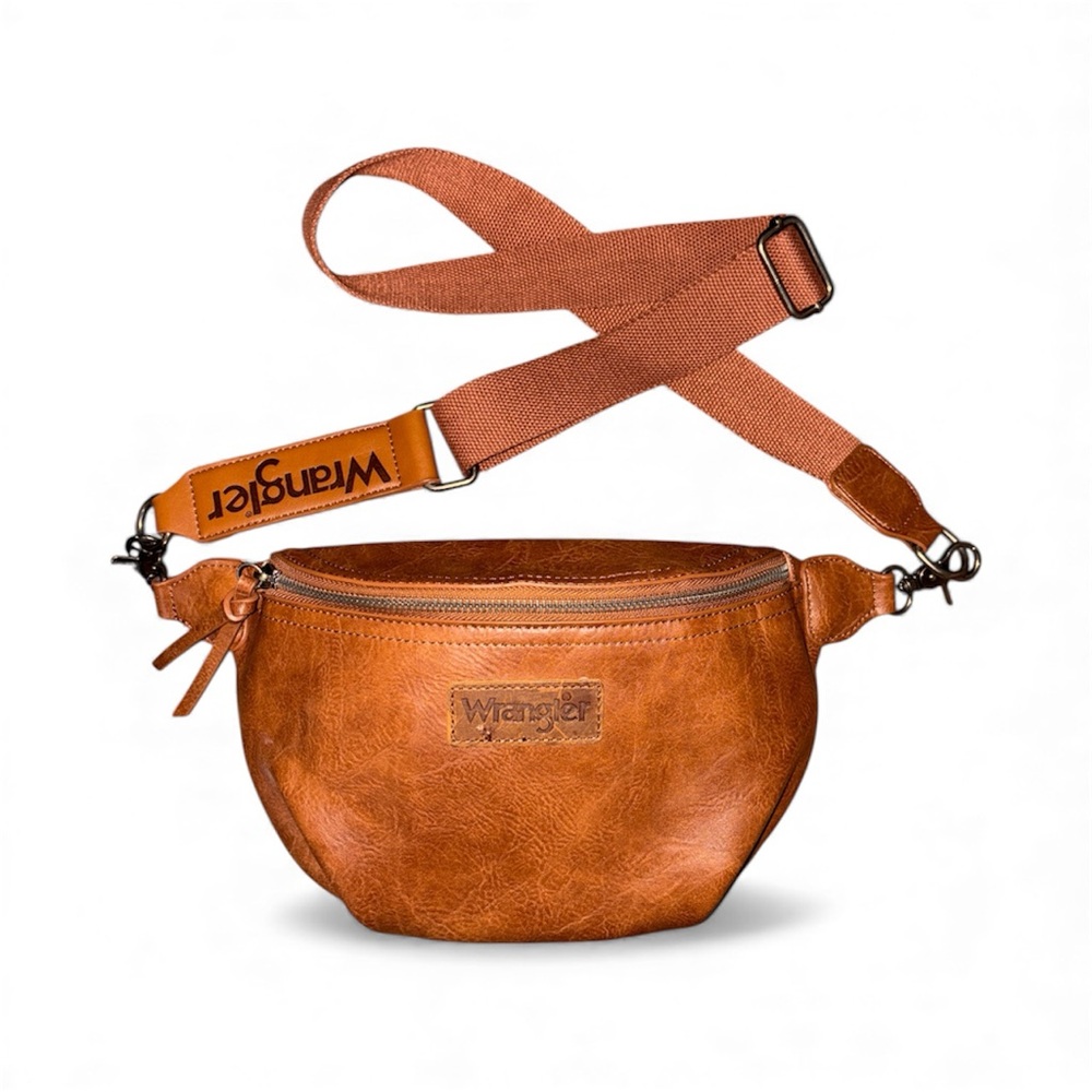 Wrangler Tan Leather Crossbody Belt Bag
